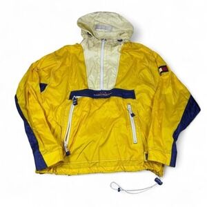 Tommy Hilfiger Vintage 90s Colorblock Anorak Jacket Yellow Blue Mens XL